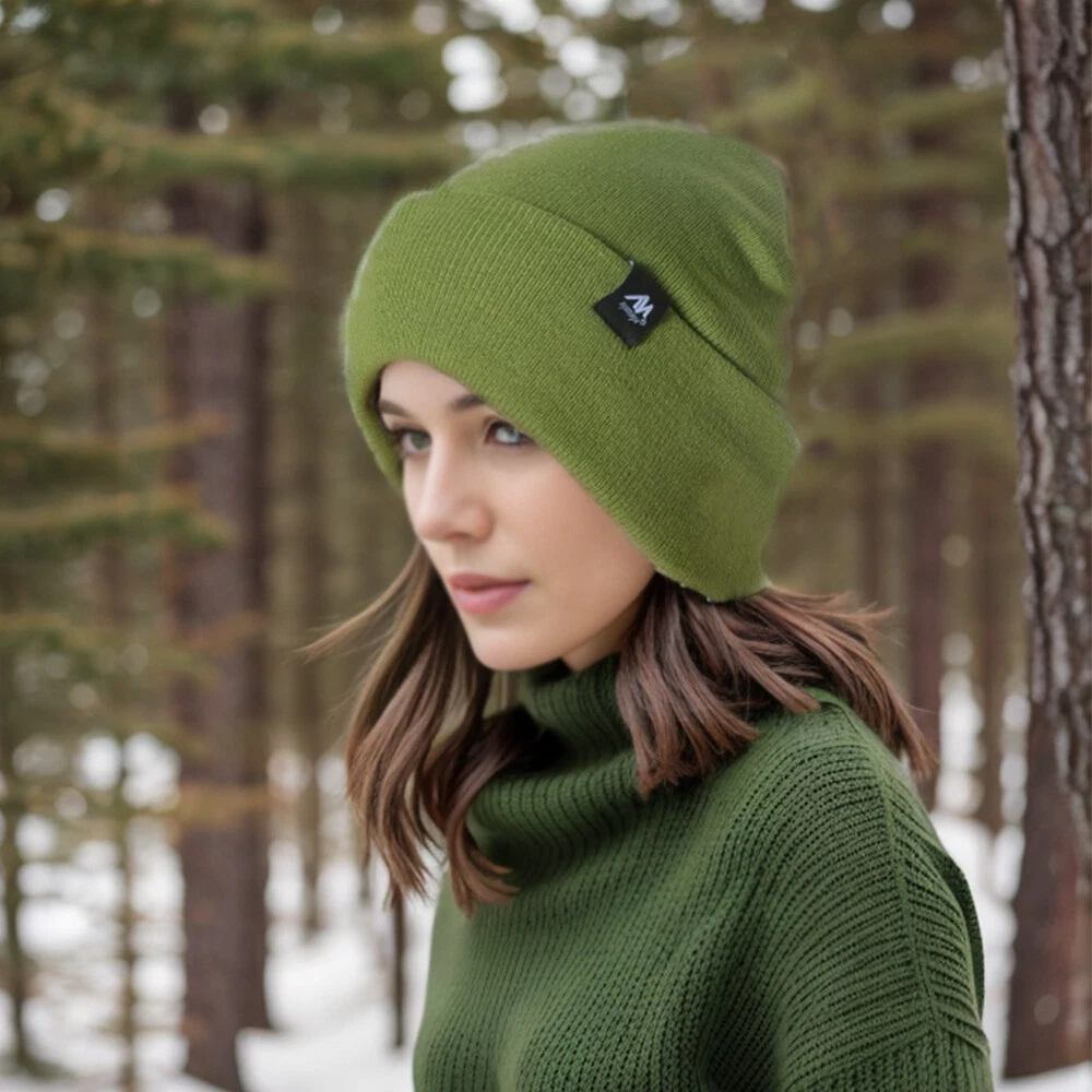 Unisex Beanie Hat Cuff Slouchy Men Women Long Warm Soft Knit Cap Winter Solid