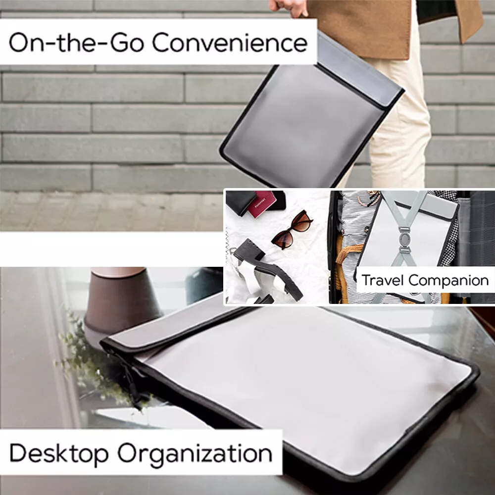 15" x 11" Fireproof Document Bag (2000℉) with Two Pockets, Zipper & High-Visibility Reflective Strip