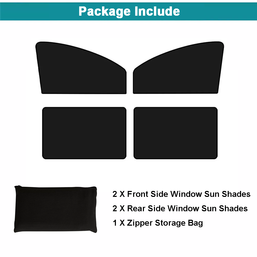 4PCS Magnetic Car Sun Shades for Metal Frame Side Windows, Privacy Curtain, UV Ray & Heat Reduction