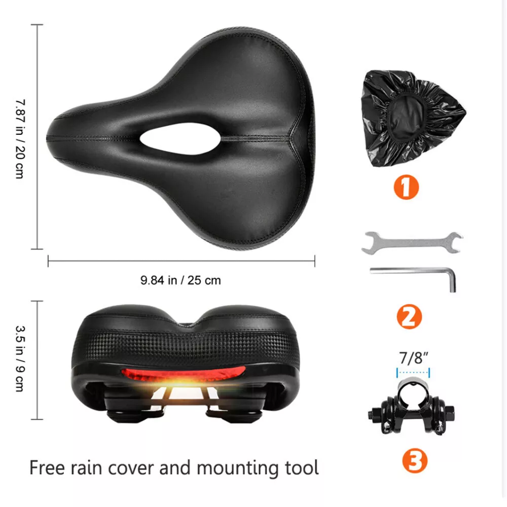 Shock-Absorbing Bike Seat, Comfortable Waterproof Bicycle Saddle, PU Leather Cover, Perfect Fit for Indoor and Outdoor Use