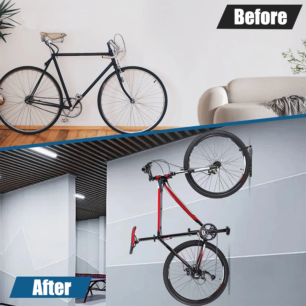 Bike Rack Garage, Bicycle Wall Mount with Screws, Heavy Duty Steel Vertical Hanging Bike Hook Holds up to 66lb for Indoor Storage