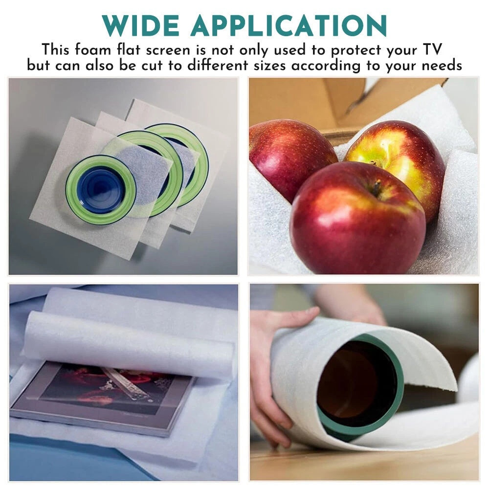 Foam Flat Screen TV Cover + Bubble Cushioning Wrap for Moving Storing Renovation