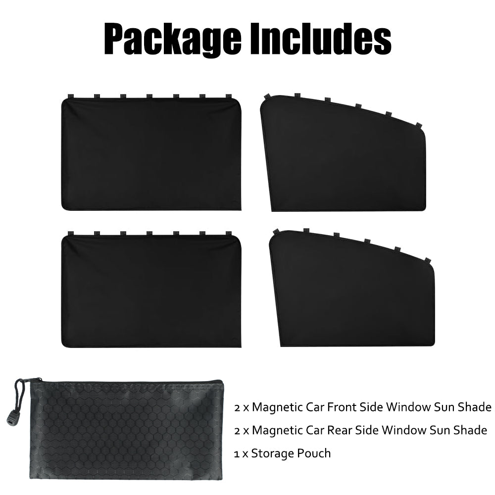 4PCS Magnetic Car Window Shade Front Rear Side Sunshade UV Heat Block Curtain