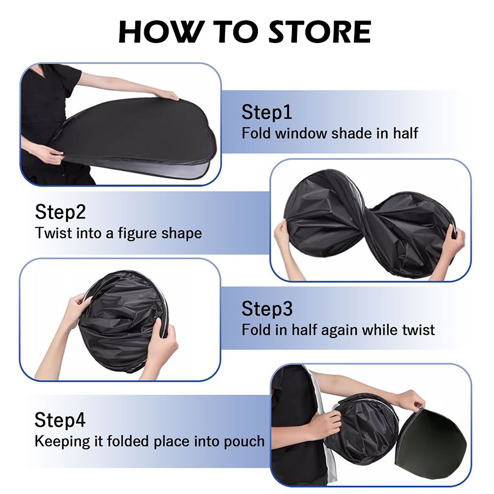 Foldable Car Windshield Sun Shade with Rearview Mirror Opening, Blocks UV Rays & Heat