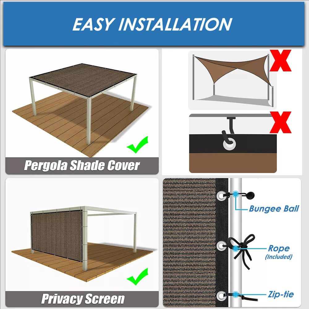 Shade Cloth, 90% Sunblock Net for Garden Patio, Shade Sails for Plants Greenhouse Outdoor Pergola Lawn Kennel