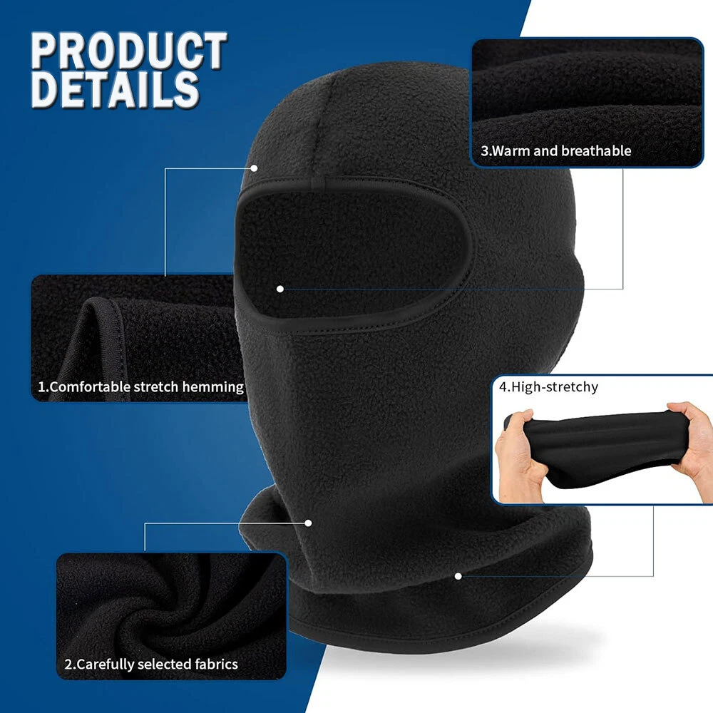 Winter Balaclava Ski Full Face Mask Windproof Fleece Neck Warm for Cold Weather