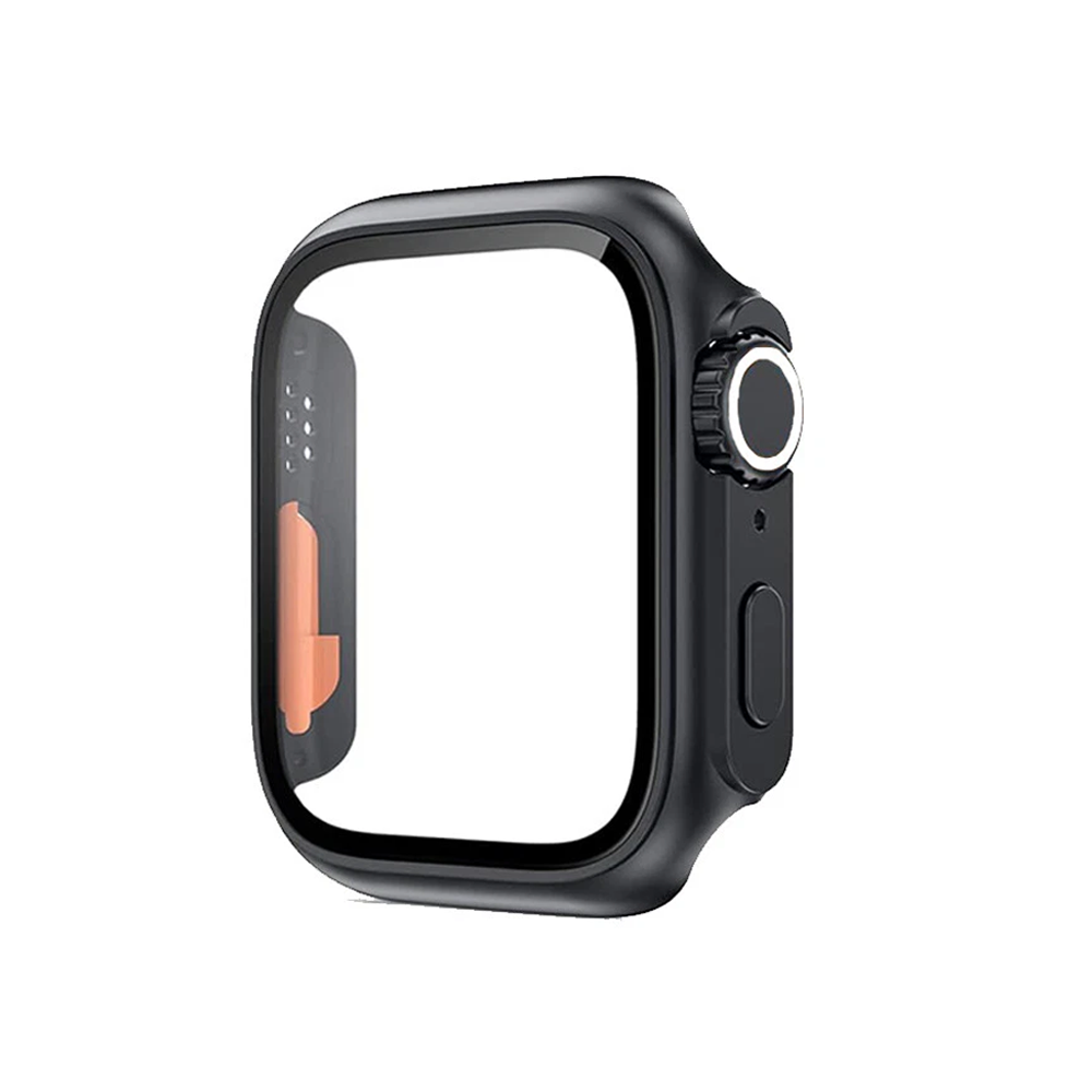 Ultra Look Cover Case with Screen Protector for Apple Watch Series 9/8/7 45mm, Series SE2/SE/6/5/4 44mm, Tempered Glass, Anti Scratch