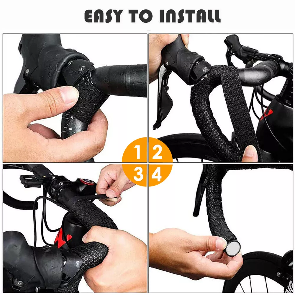 Bike Handlebar Tape, Set of 2 Durable Black Grip Tapes, Shock-Absorbing & Moisture-Wicking, Wrap Your Bicycle for an Awesome Comfortable Ride