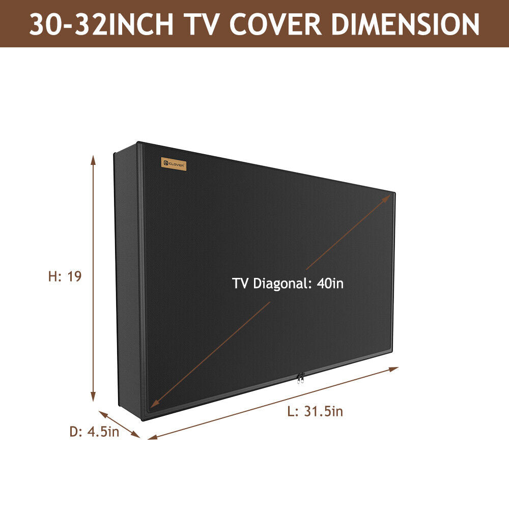Heavy Duty Outdoor TV Cover 30"-65" Waterproof Weatherproof Television Protector