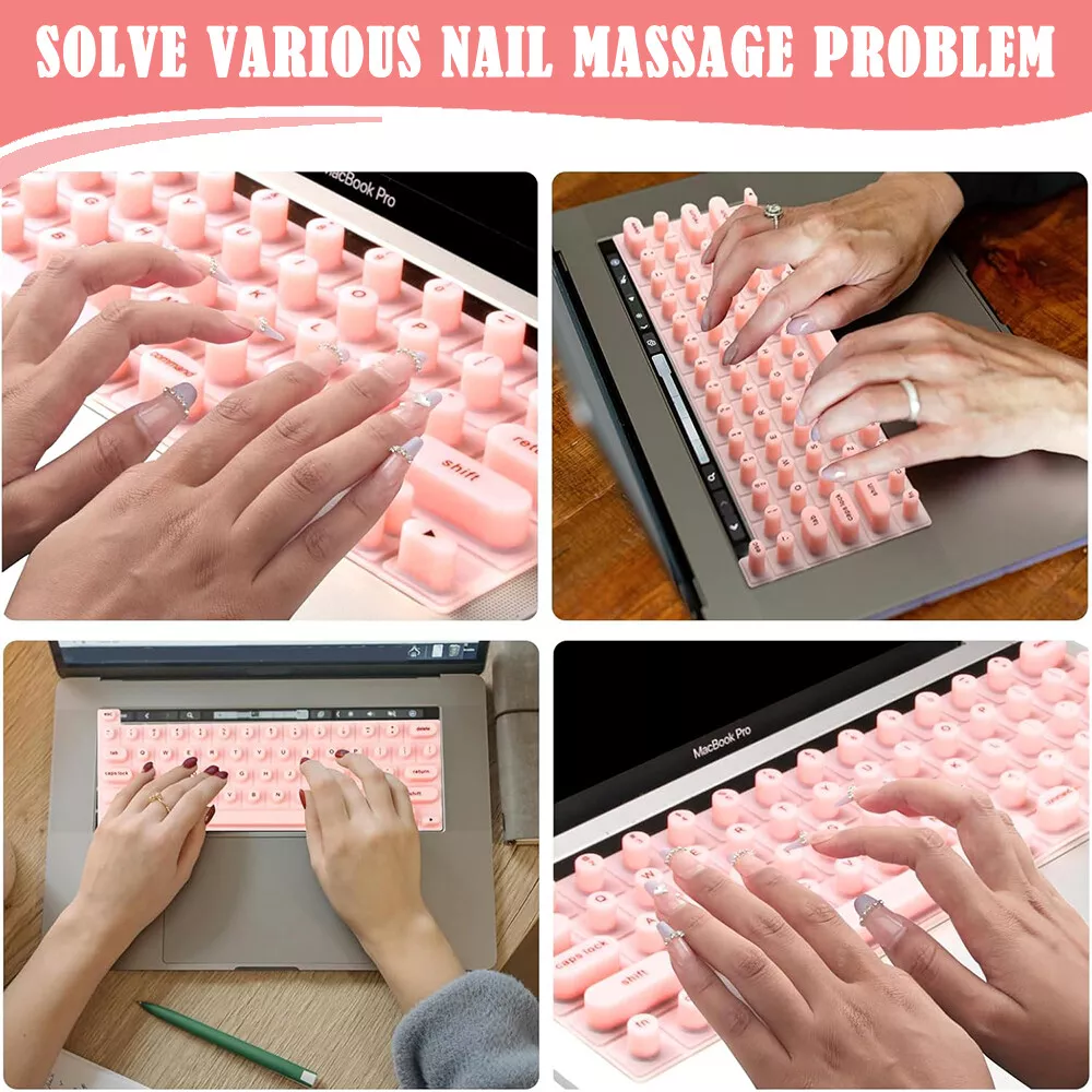 Silicone Raised Keyboard Cover for Long Nail Art, Perfectly Fit Apple Laptop Pro13 2020-2023, Also Compatible with Pro 14&16 2021-2024, Air 13&15