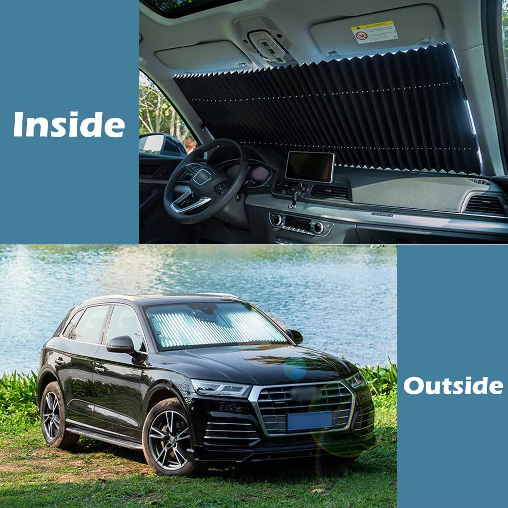 Retractable Windshield Sun Shade for Car, Blocks 99% UV Rays, Adjustable