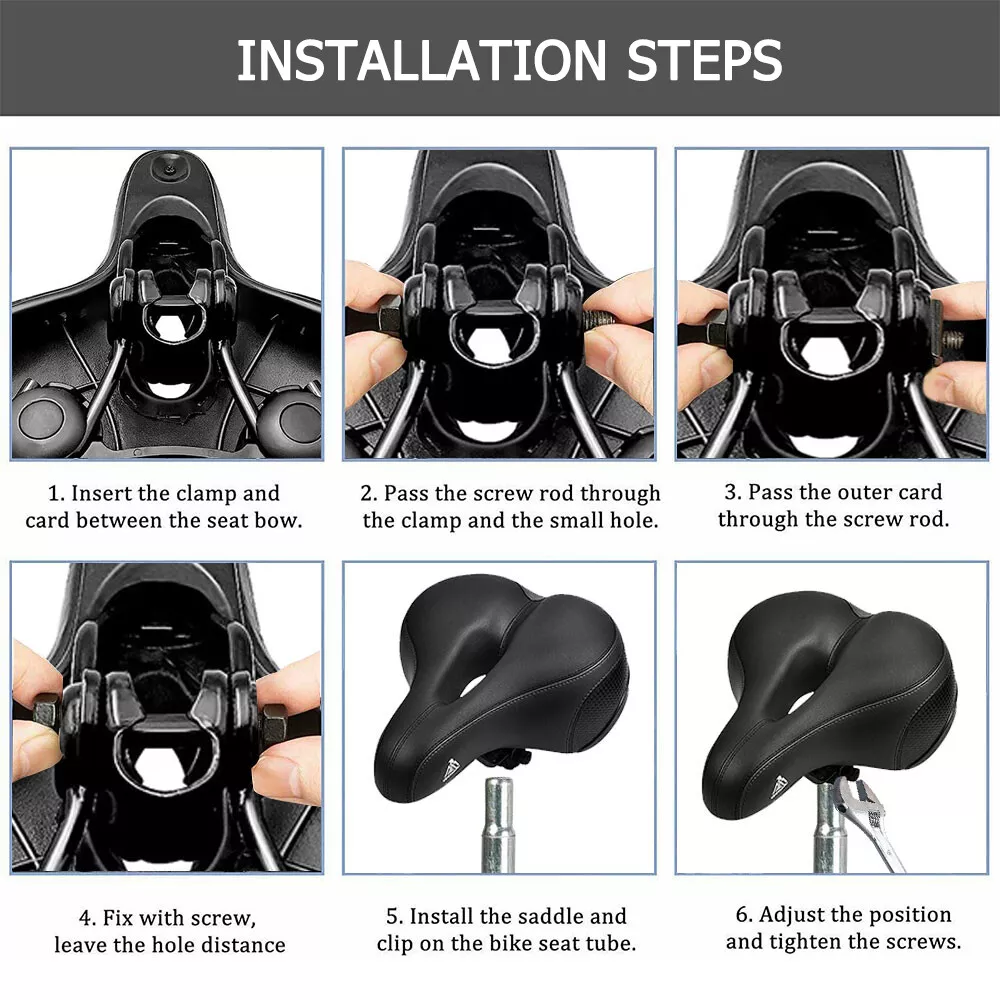 Shock-Absorbing Bike Seat, Comfortable Waterproof Bicycle Saddle, PU Leather Cover, Perfect Fit for Indoor and Outdoor Use