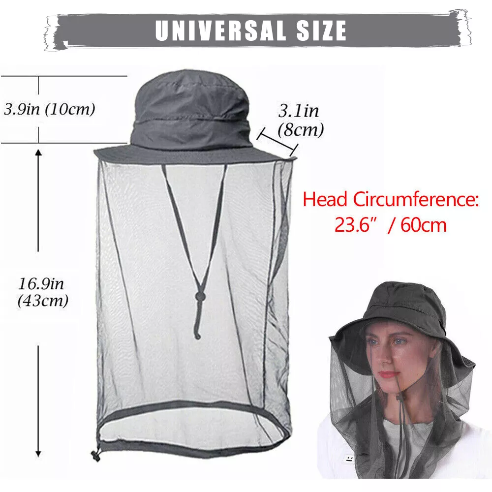 Mosquito Bug Fly Bee Insect Head Face Net Hat Sun Protection Fishing Hiking Cap