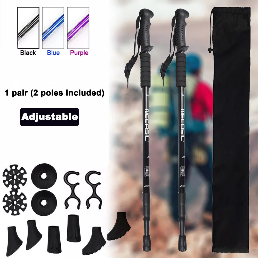 Hiking Poles, Telescopic Collapsible Trekking Poles with Quick Twist Lock System, Lightweight for Hiking Backpacking Mountaining