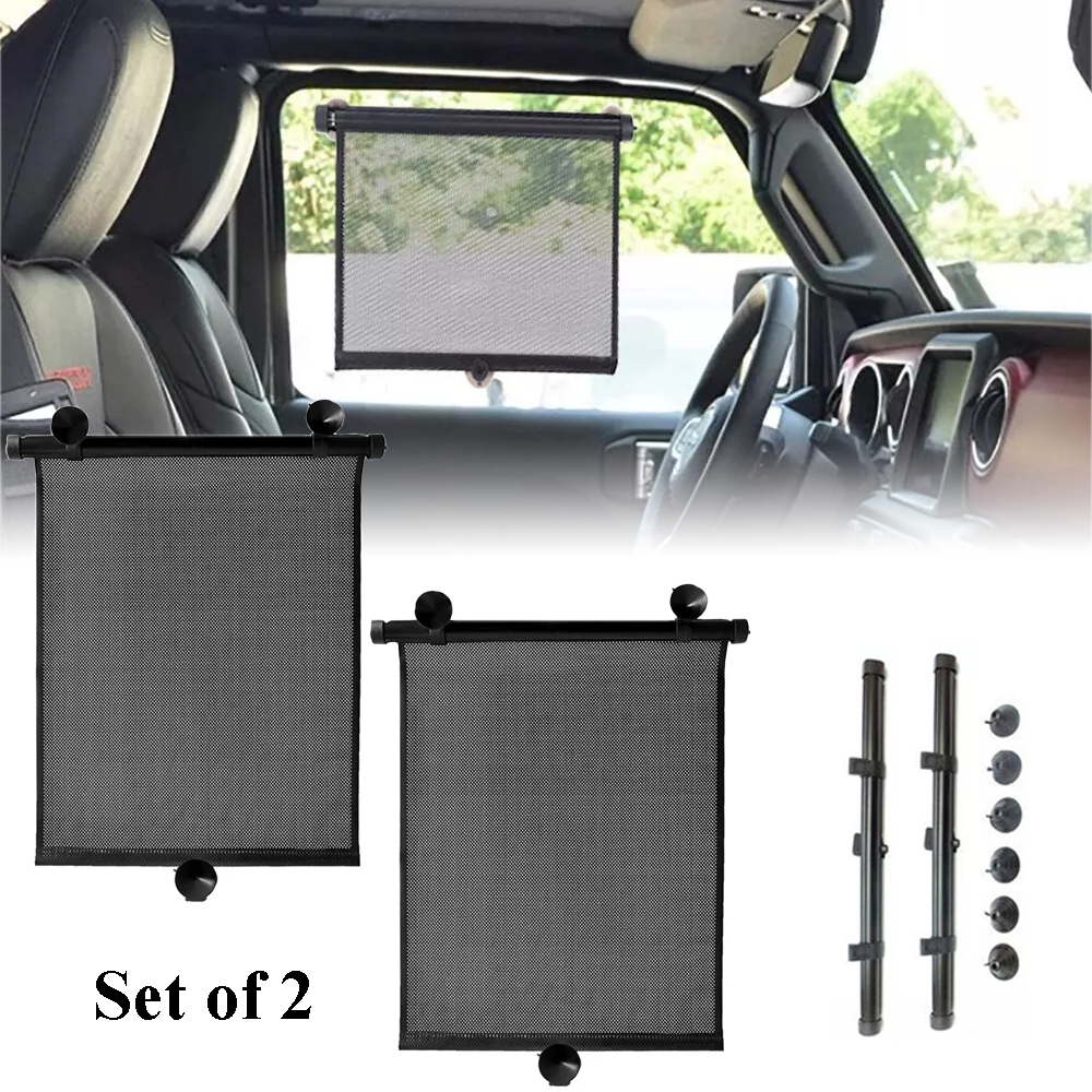 Set of 2 Car Sun Shades for Side Windows, Retractable, Blocks Heat and UV Rays