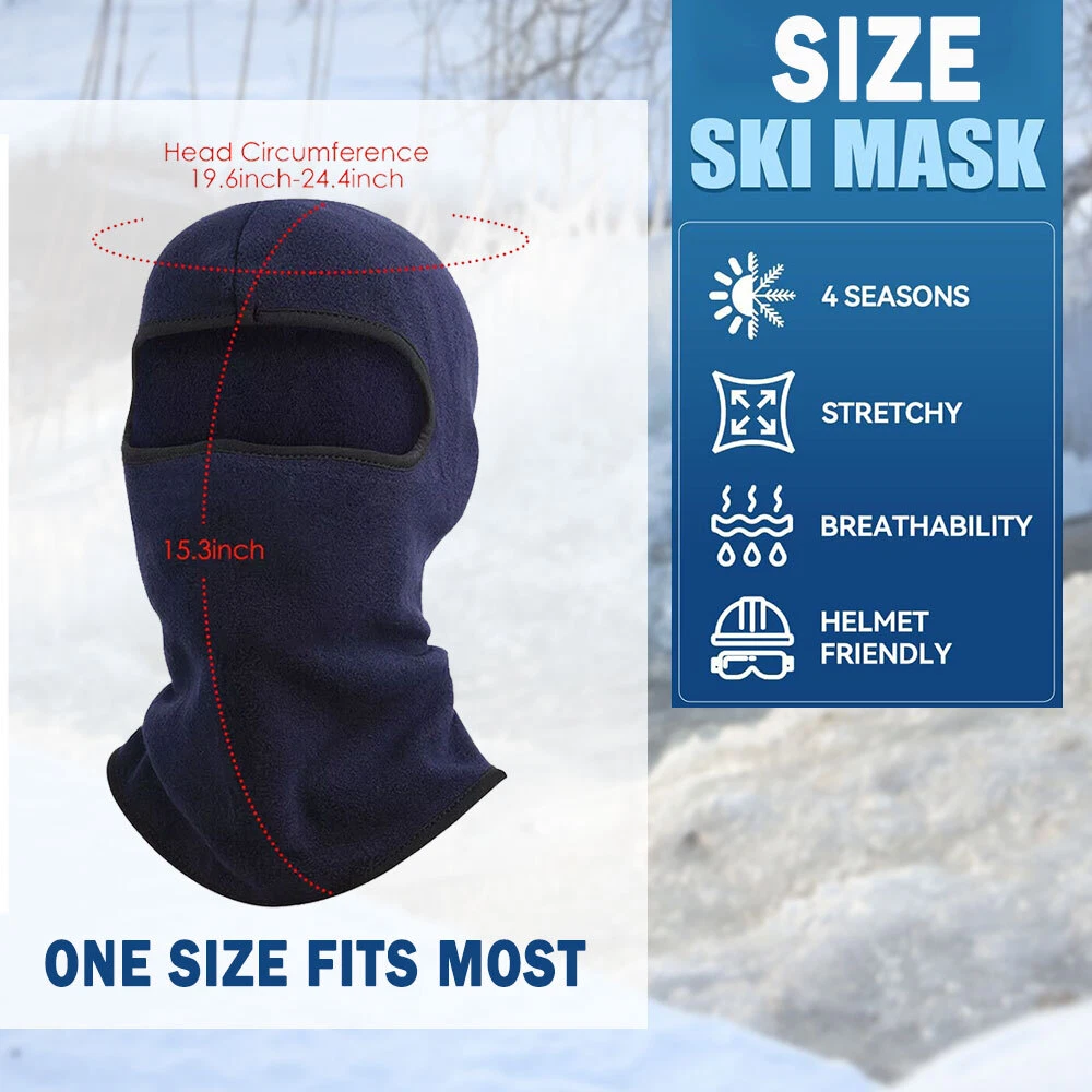 Winter Balaclava Ski Full Face Mask Windproof Fleece Neck Warm for Cold Weather