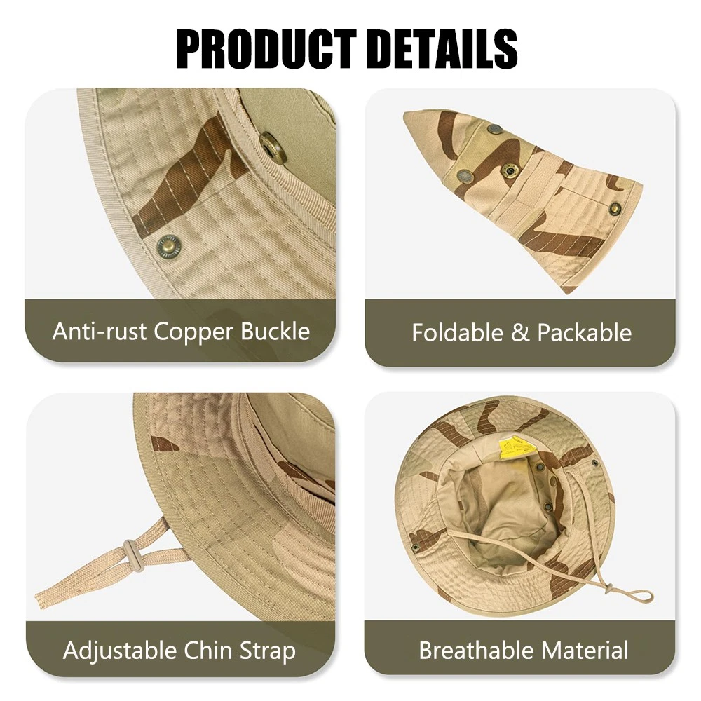 Bucket Boonie Hat Wide Brim UV Protection Sun Cap for Fishing Hiking