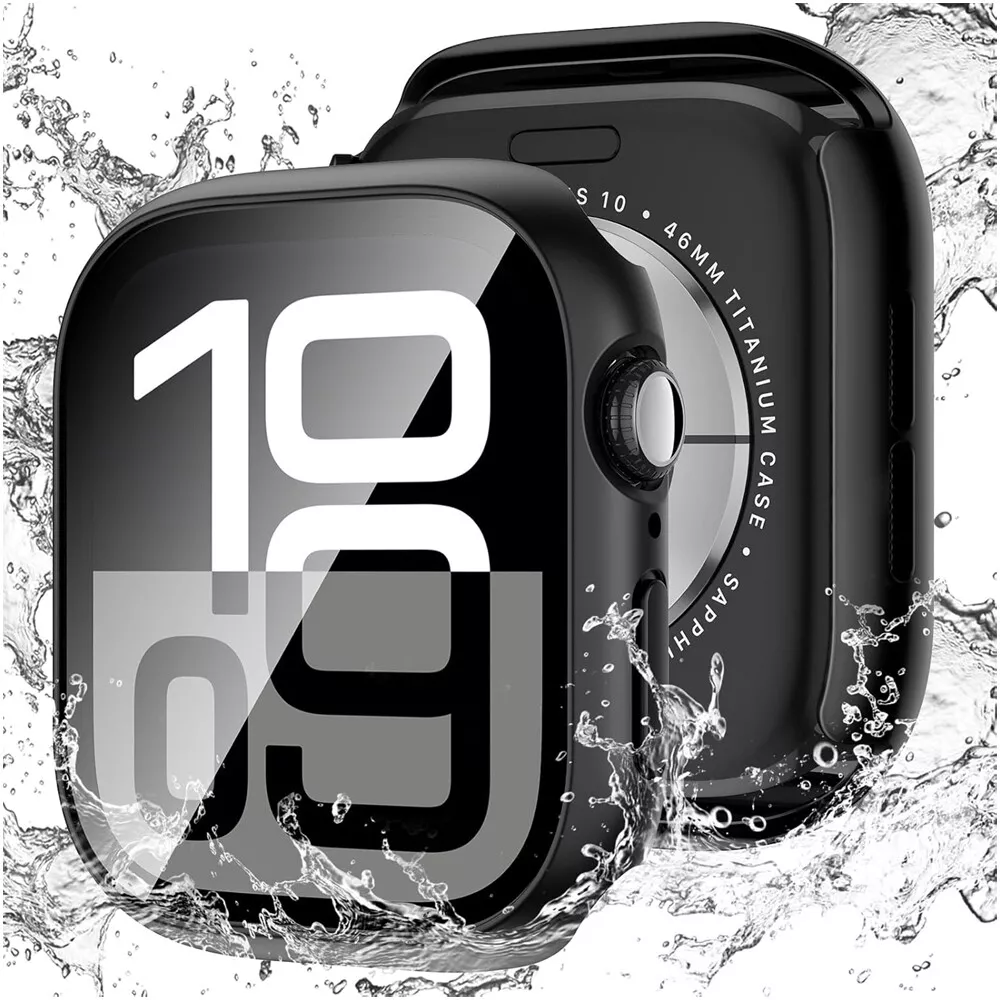 Waterproof Case for Apple Watch Series 10 42mm 46mm, Hard Anti-Scratch Protector with Screen Cover, 9H Tempered Glass, Touch Screen Responsive