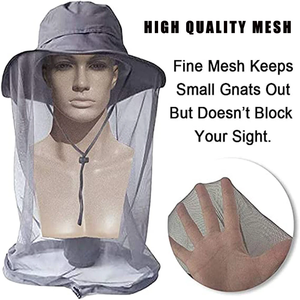 Mosquito Bug Fly Bee Insect Head Face Net Hat Sun Protection Fishing Hiking Cap