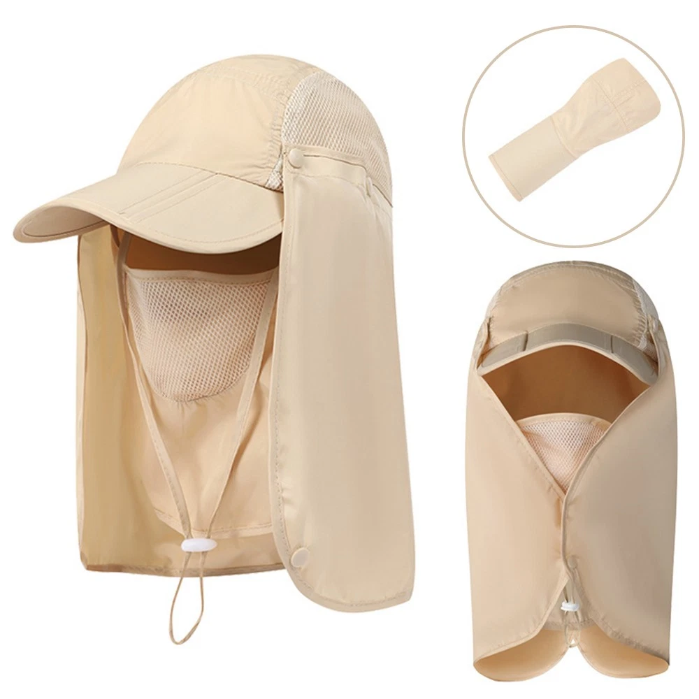 Foldable Fishing Hat Sun Cap with Face Mask & Neck Flap for Outdoors UV Protection
