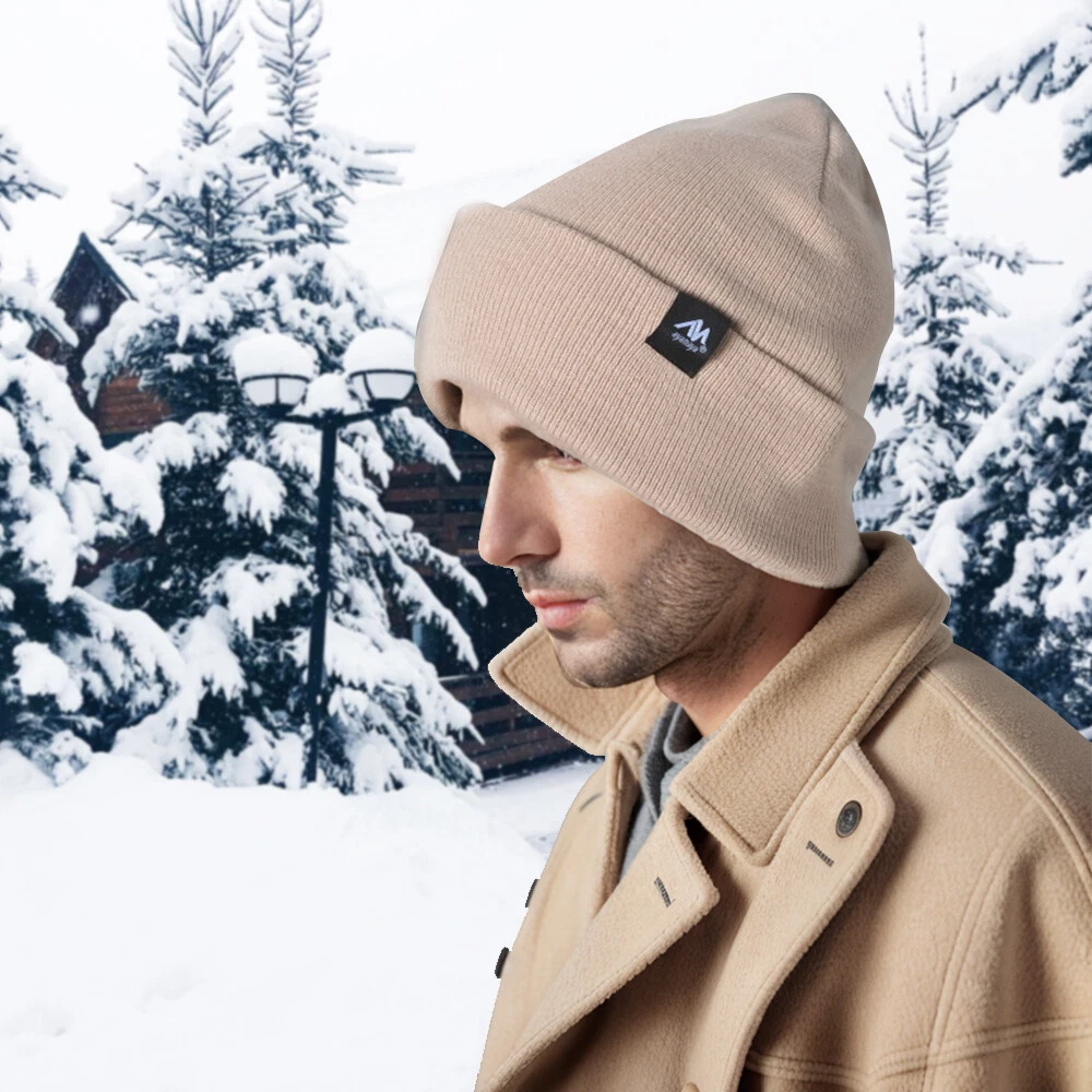 Unisex Beanie Hat Cuff Slouchy Men Women Long Warm Soft Knit Cap Winter Solid