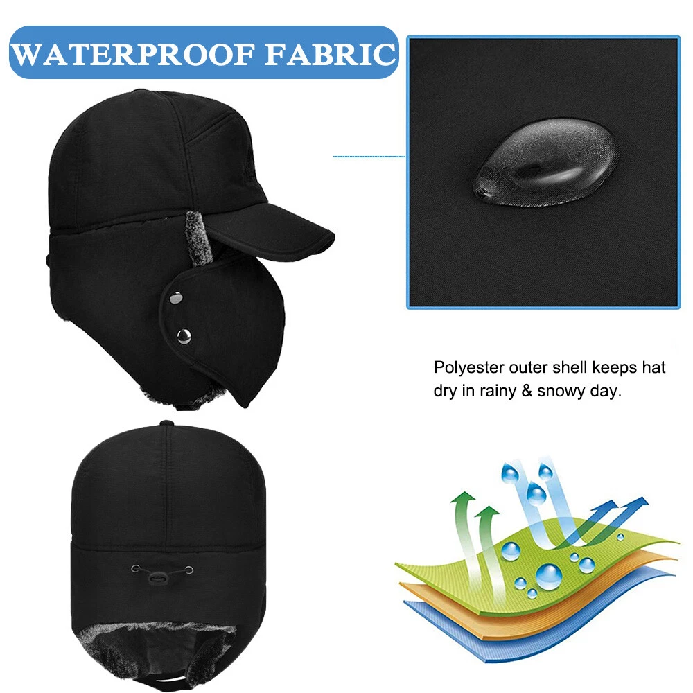 Winter Fur Ear Flap Trapper Hat Full Face Mask Aviator Thermal Warm Snow Ski Cap