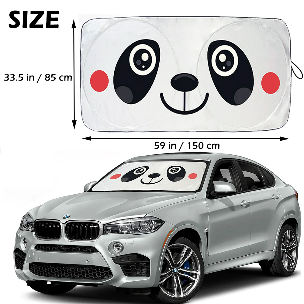 Foldable Car Sun Shade with Cute Printing, Windshield Sunshade, UV Ray & Heat Reduction