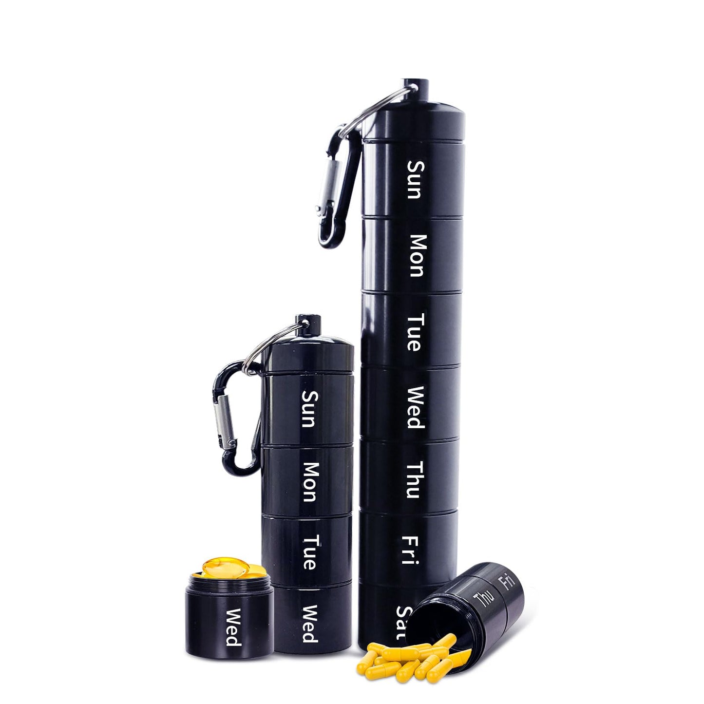 Travel Pill Organizer Weekly - Waterproof Aluminum Alloy Weekly Pill Box