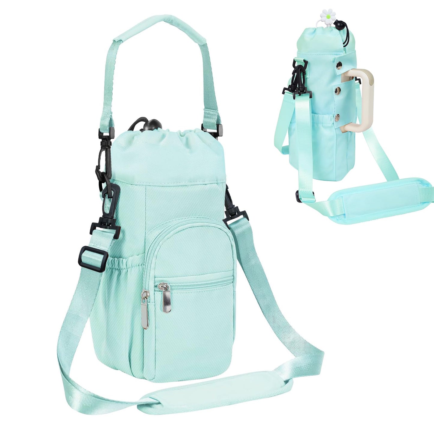 For Stanley Tumbler Cup 40oz Water Bottle Holder Carry Bag Travel Pouch w/ Strap