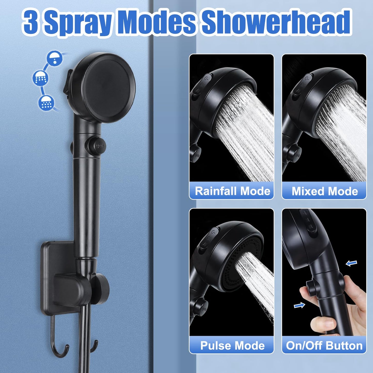Portable Shower for Camping, 6000mAh Rechargeable Shower Pump with Filtered Shower Head