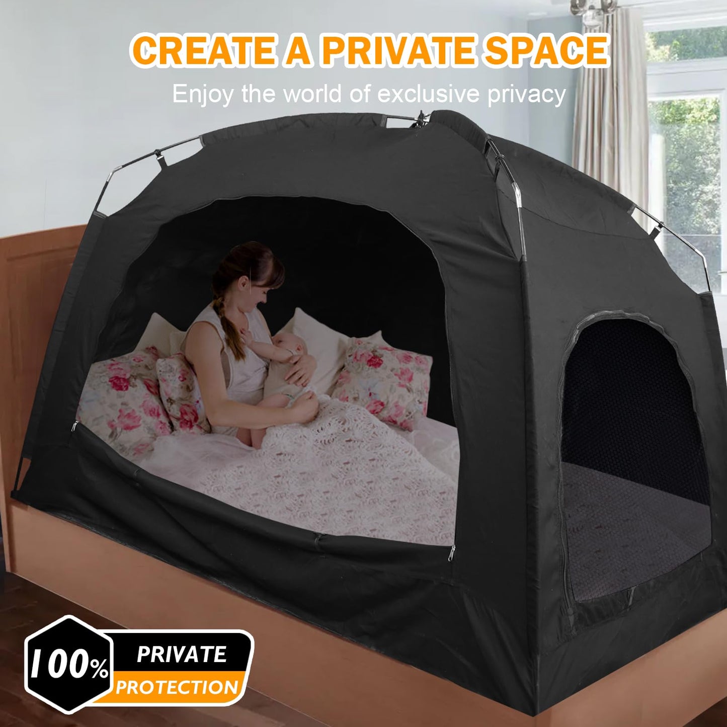 Bed Tent - Portable Indoor Privacy Dream Tents Bed Canopy for Kids and Adults