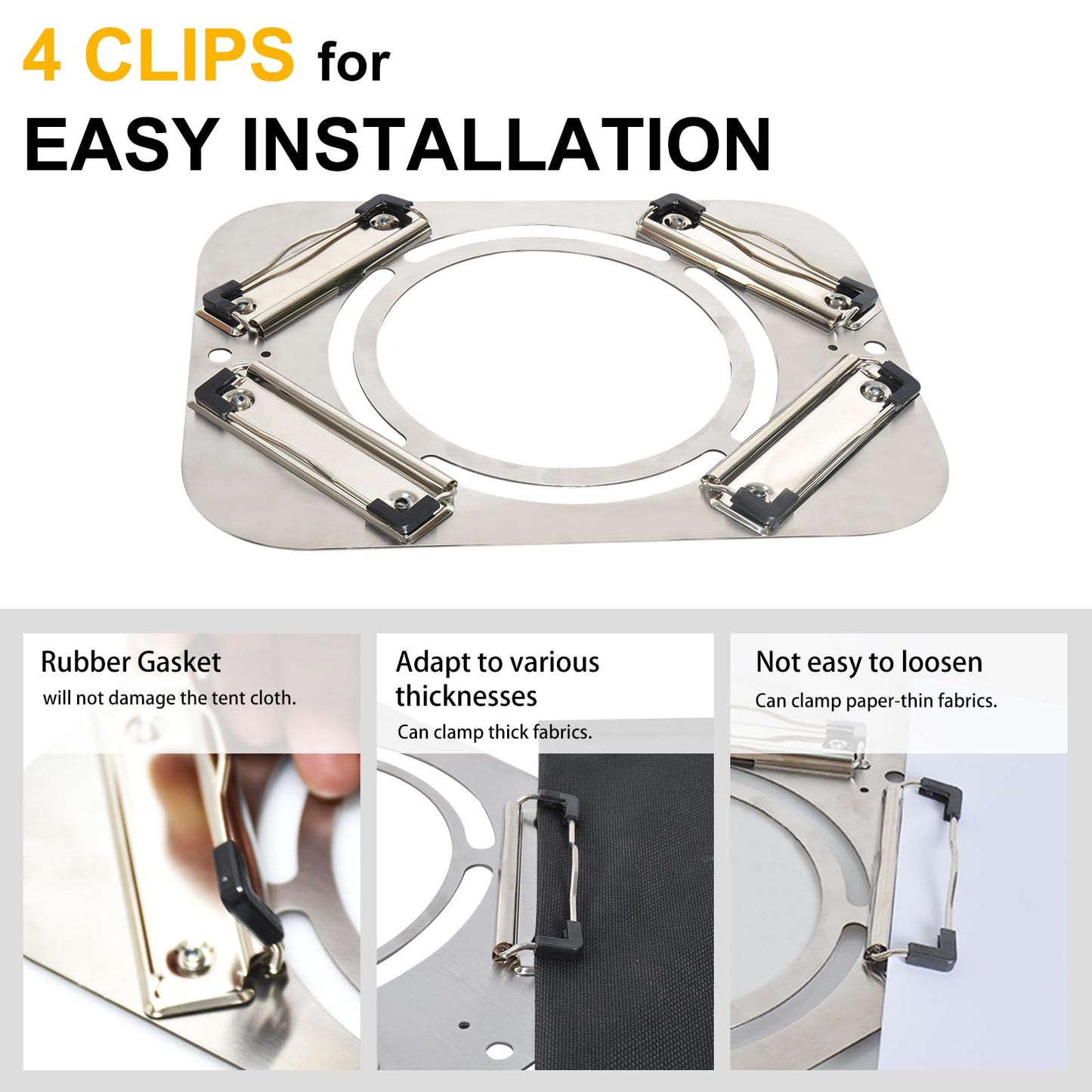DIY Hot Stove Jack - Stainless Steel Clip-On with Chimney Hole for Tents