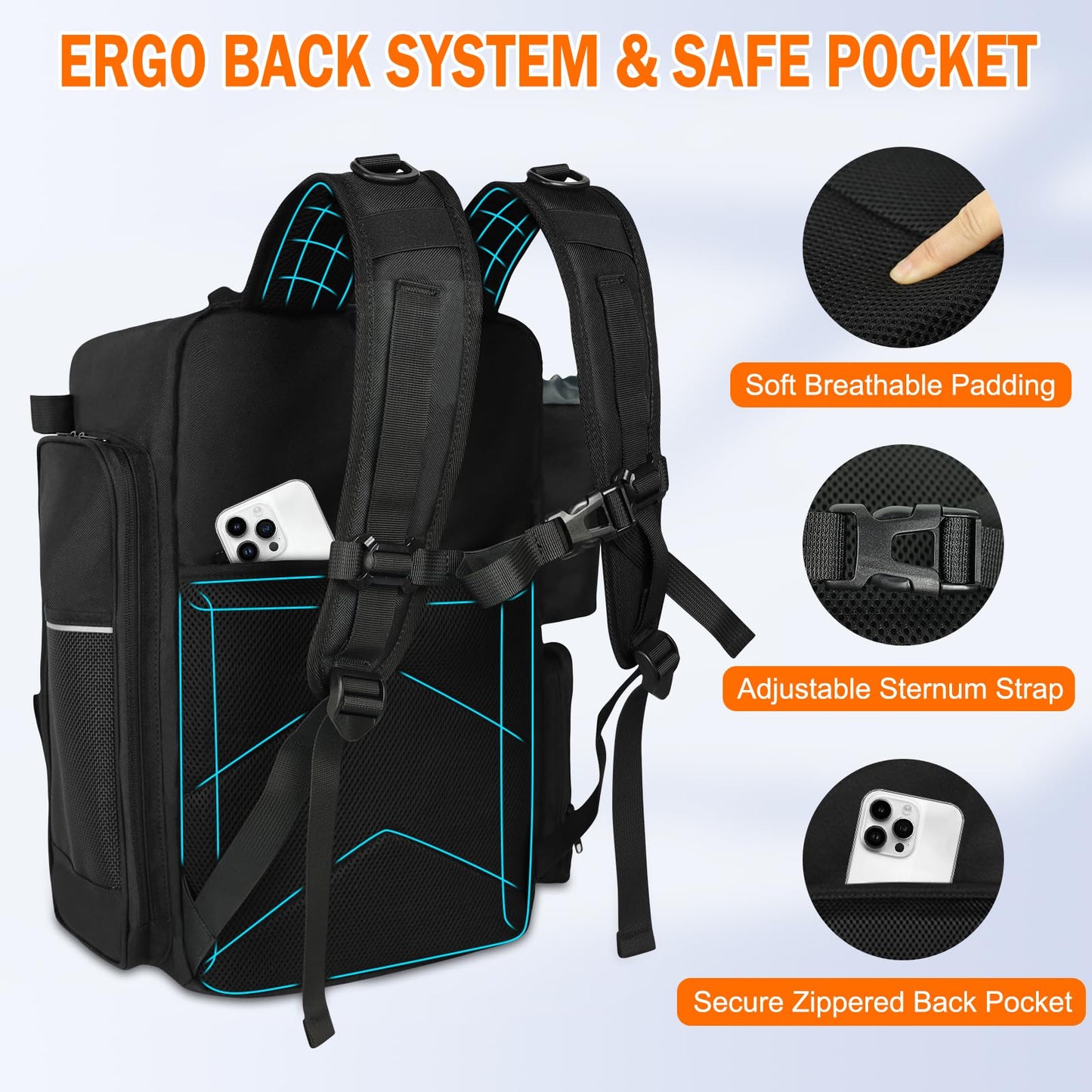 Fishing Backpack, 40L Tackle Backpack with Rod Holders & 2 Tackle Trays