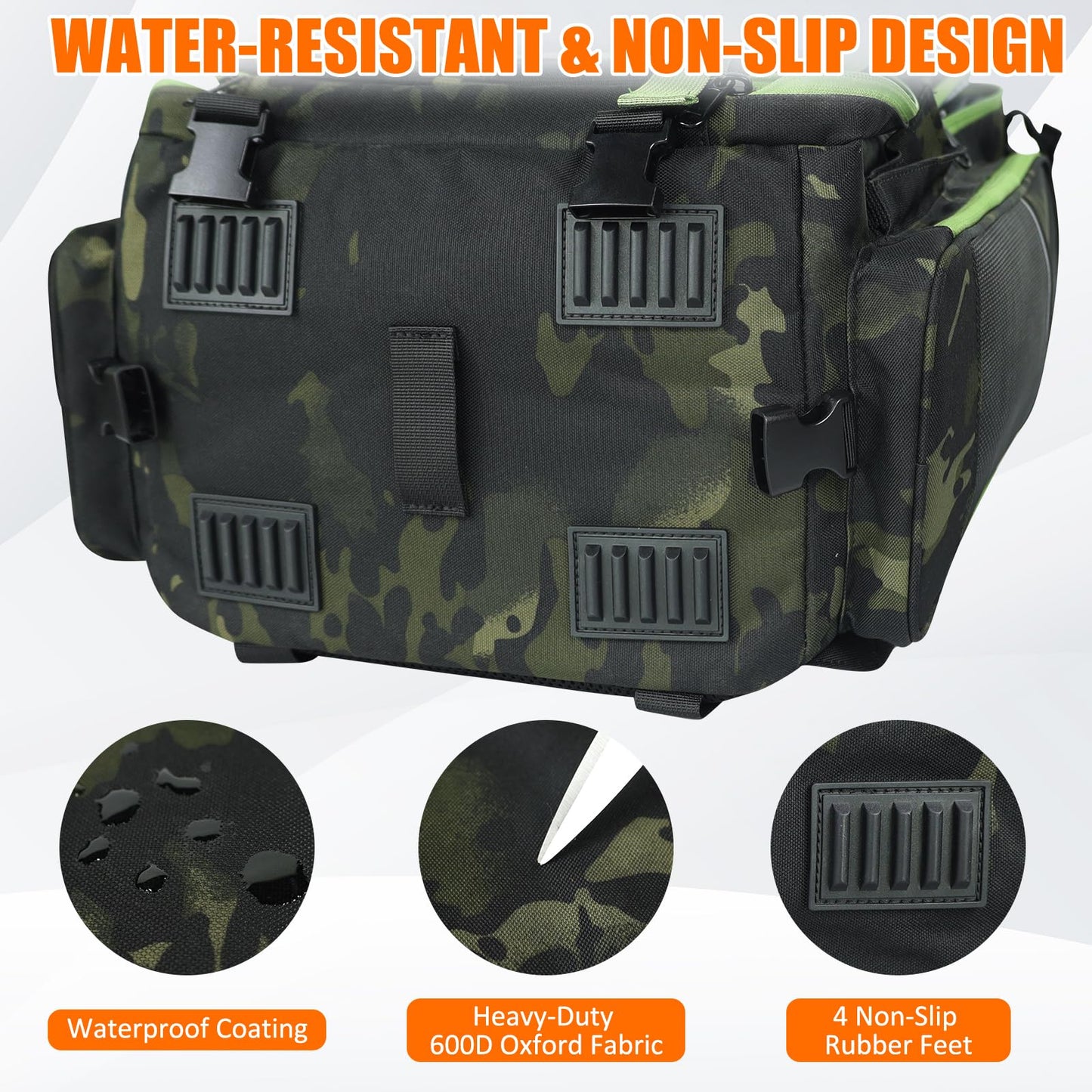 Fishing Backpack with Cooler, 45L Tackle Backpack with Rod Holders & Insulated Lunch Bag