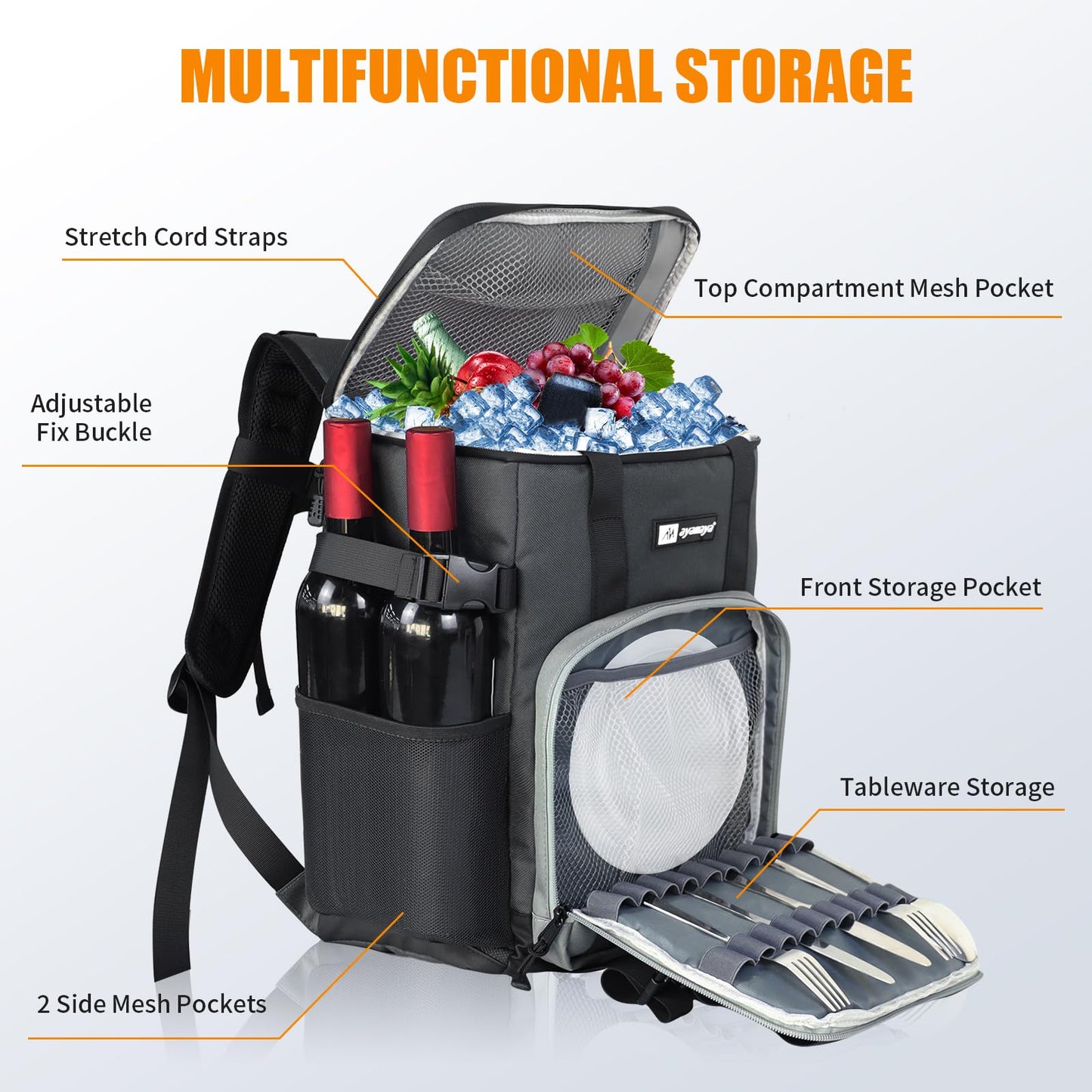 Cooler Backpack, 24 Cans Leakproof Insulated Lunch Backpack Cooler