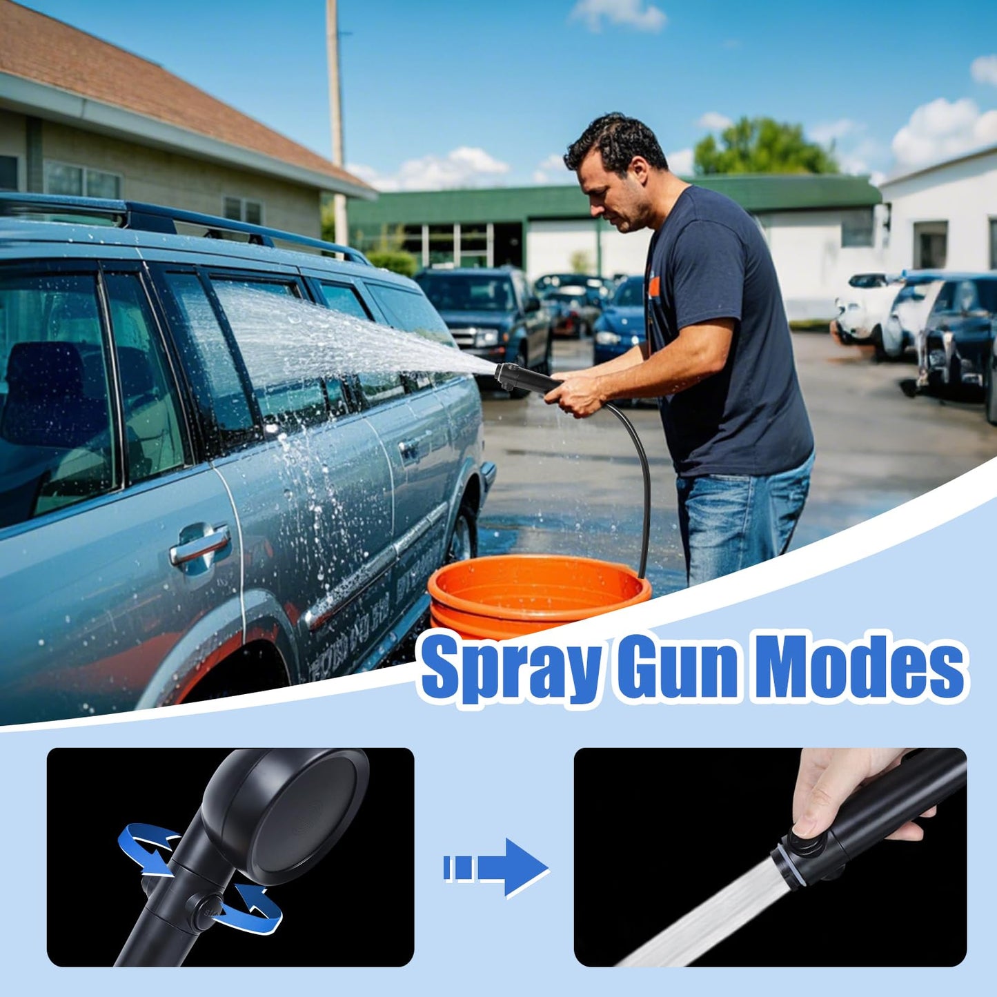 Portable Shower for Camping, 6000mAh Rechargeable Shower Pump with Filtered Shower Head