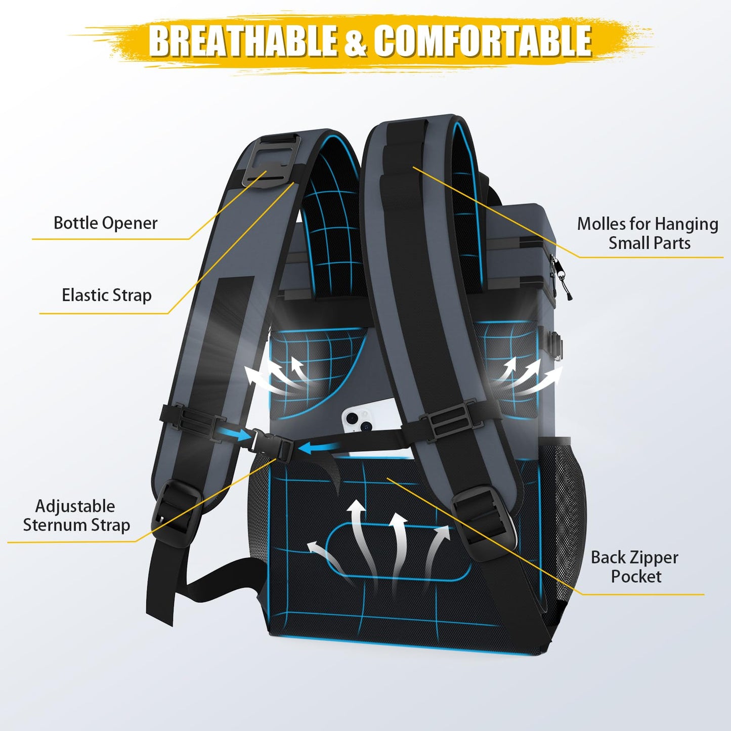 Backpack Cooler - 40 Cans Upgrade Leakproof Cooler Backpack with Padded Top Handle
