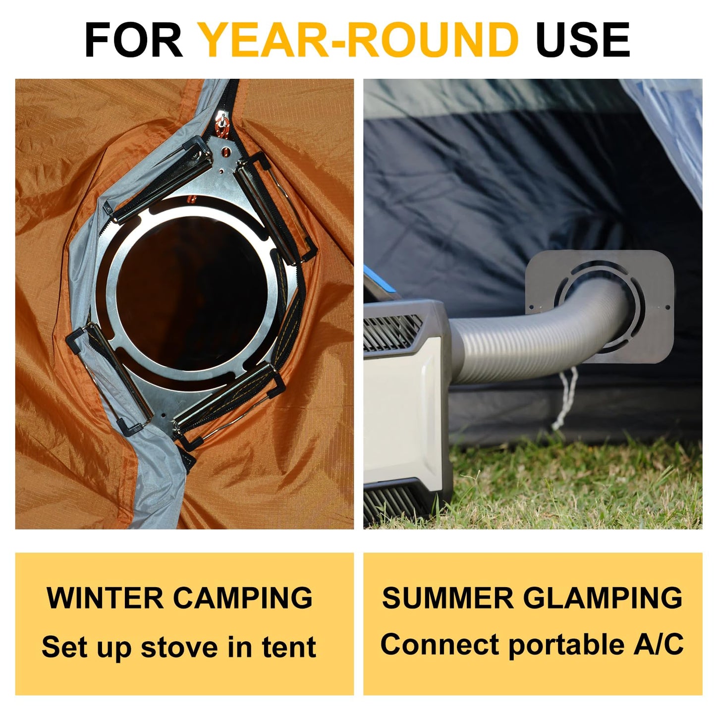 DIY Hot Stove Jack - Stainless Steel Clip-On with Chimney Hole for Tents
