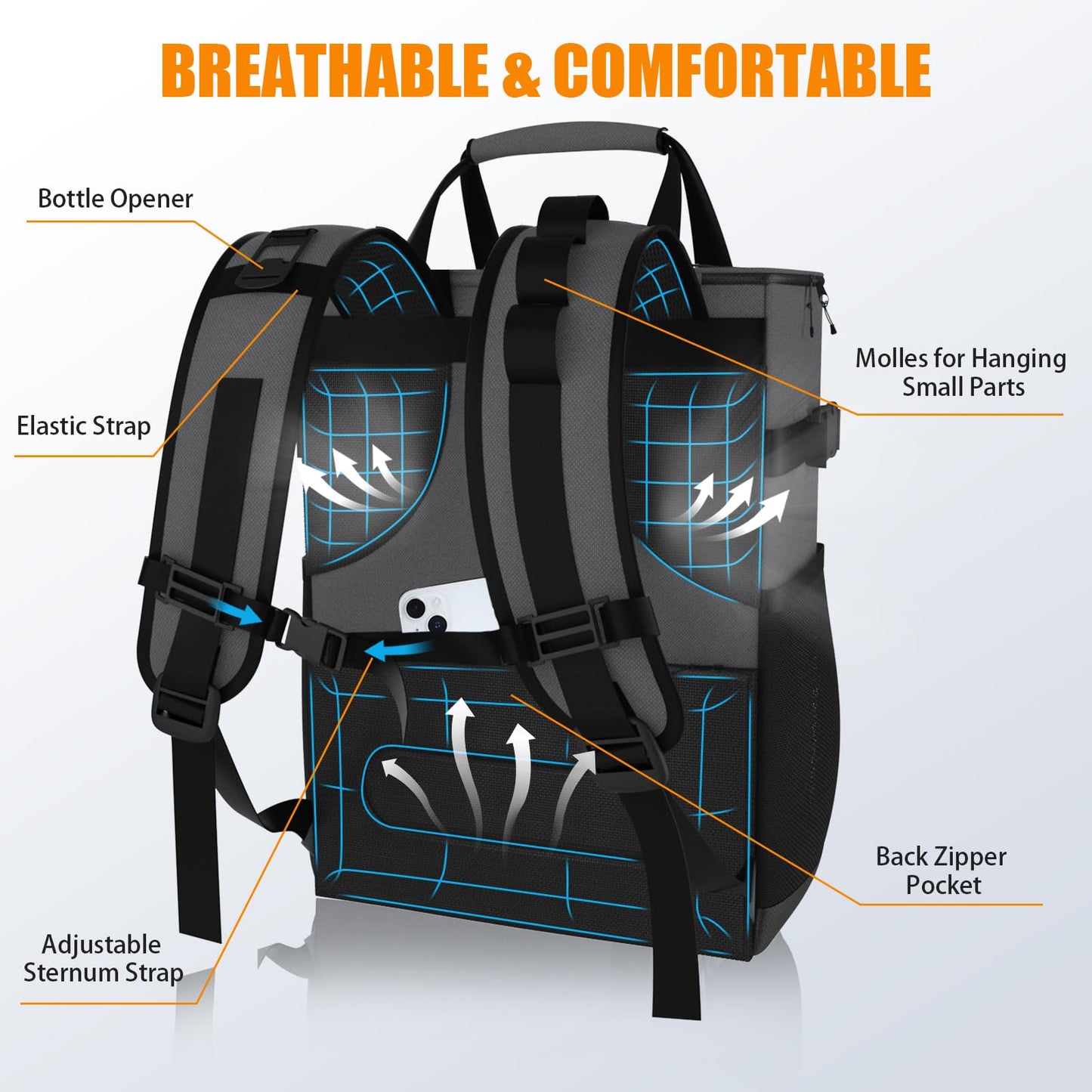 Cooler Backpack, 24 Cans Leakproof Insulated Lunch Backpack Cooler