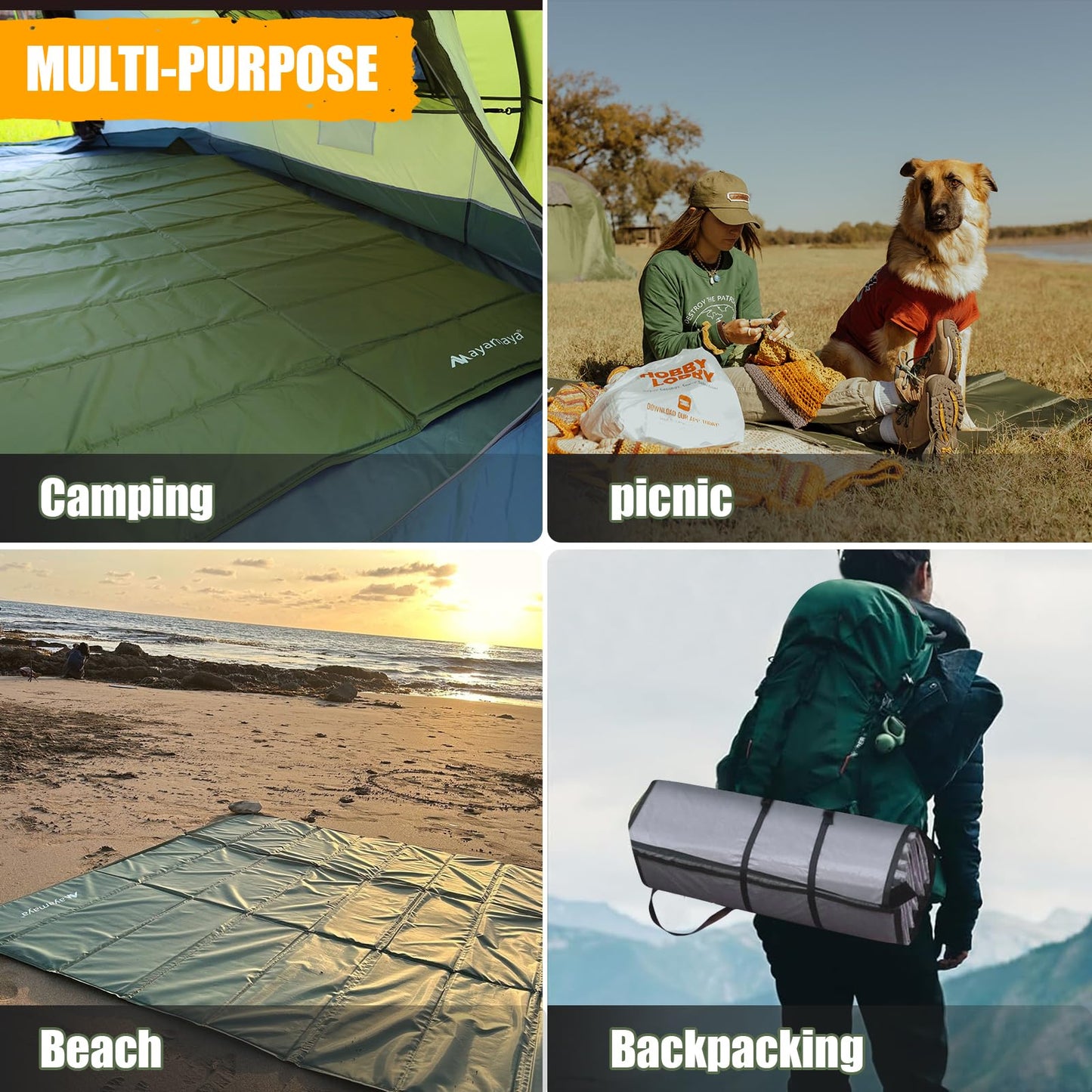 Foam Sleeping Pad for Camping - Foldable Camping Mattress for 1/2/3/4/5/6 Person