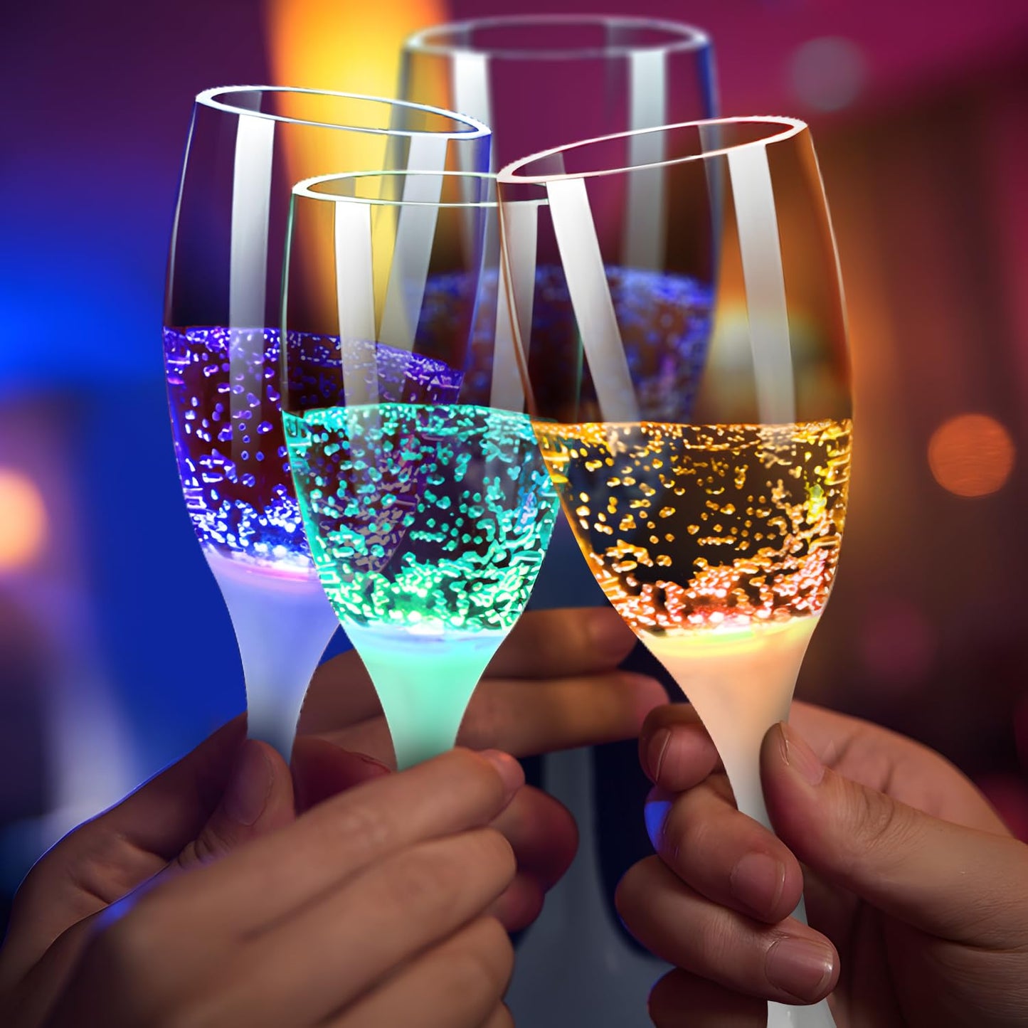 LED Light Up Cups Wine Champagne Flutes Set of 6 Party Favors Adults