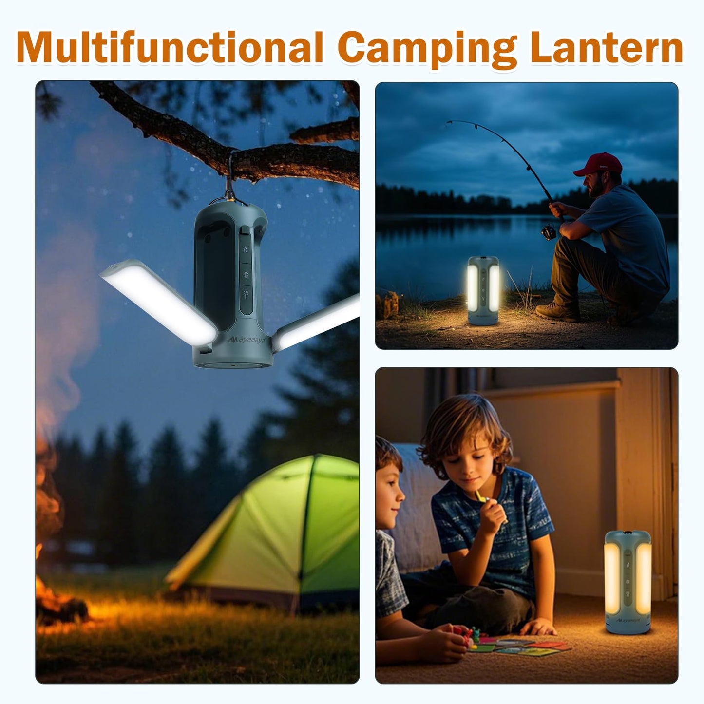 Foldable Camping Lights Rechargeable, 10000mAh LED Camping Lantern Built-in Emergency Power