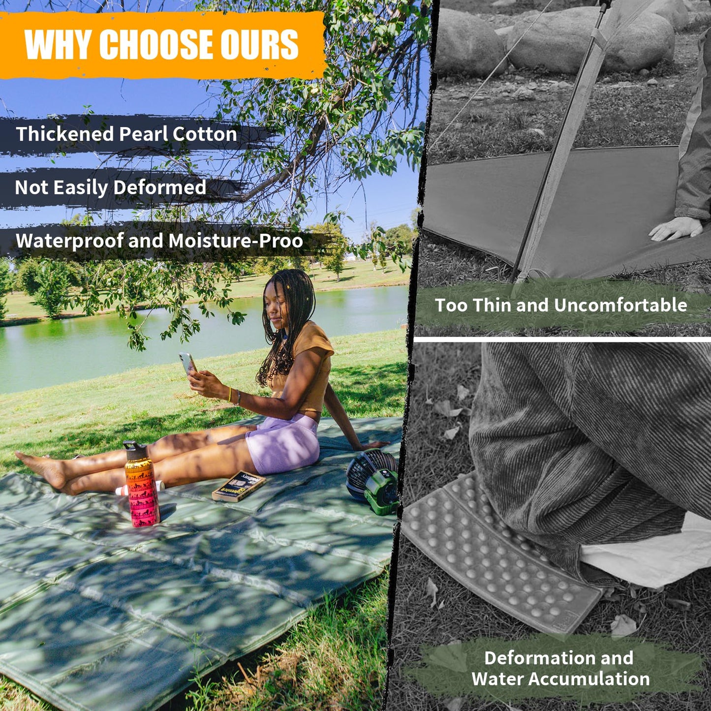 Foam Sleeping Pad for Camping - Foldable Camping Mattress for 1/2/3/4/5/6 Person