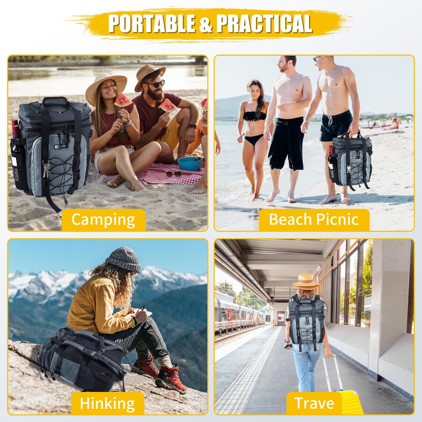 Backpack Cooler - 40 Cans Upgrade Leakproof Cooler Backpack with Padded Top Handle