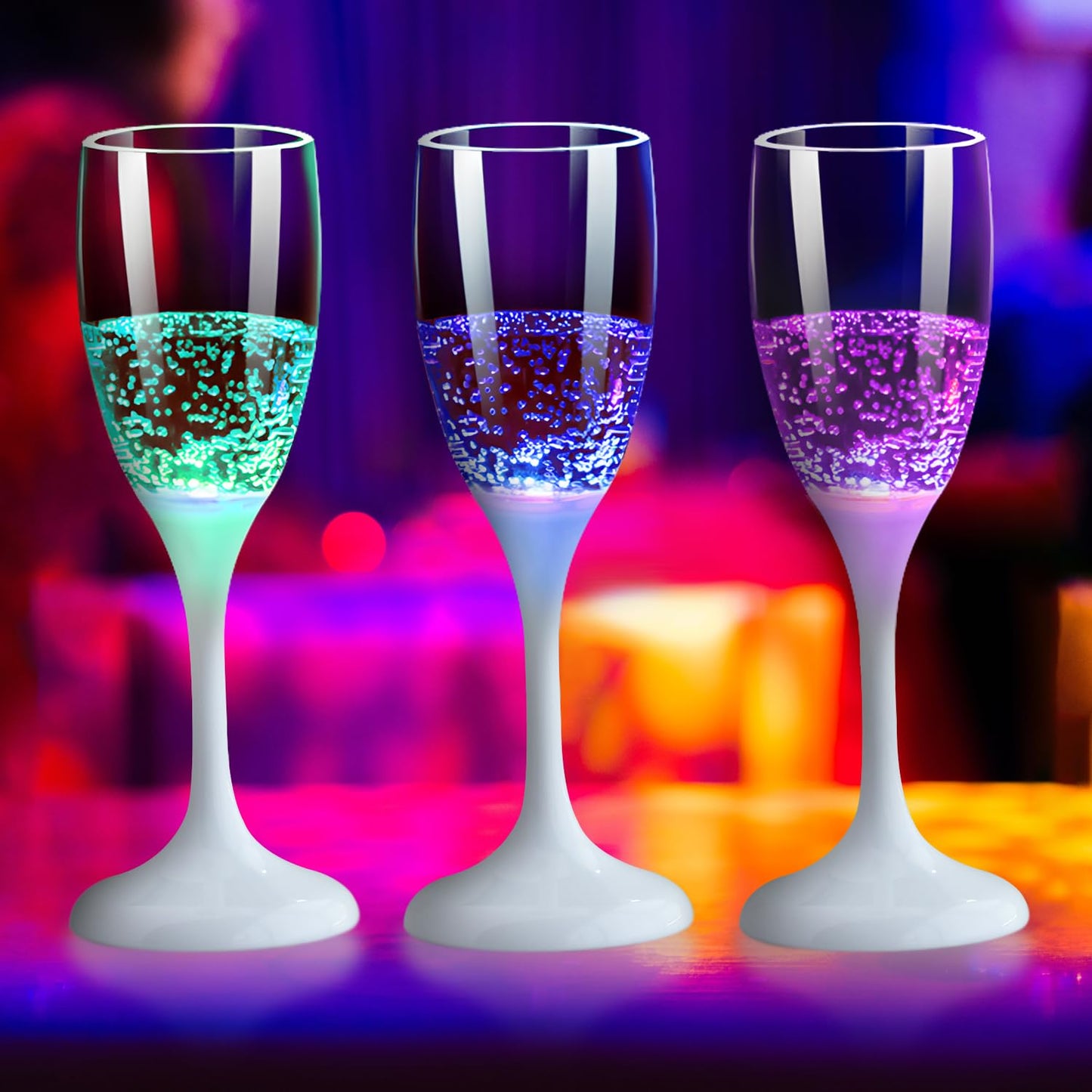 LED Light Up Cups Wine Champagne Flutes Set of 6 Party Favors Adults