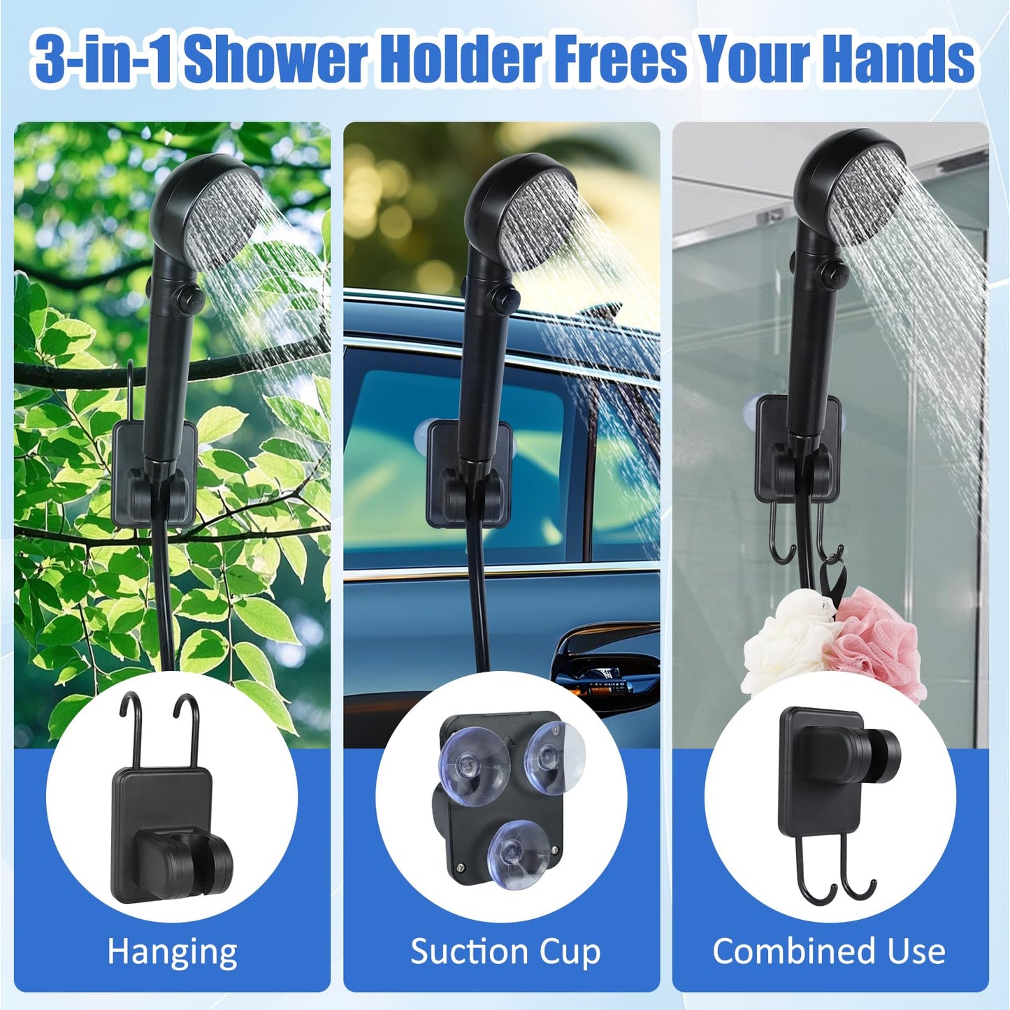 Portable Shower for Camping, 6000mAh Rechargeable Shower Pump with Filtered Shower Head