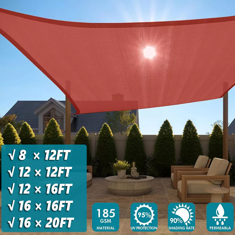 Sun Shade Sail Canopy Shelter Rectangle UV Block Mesh Cover Patio Yard Outdoor