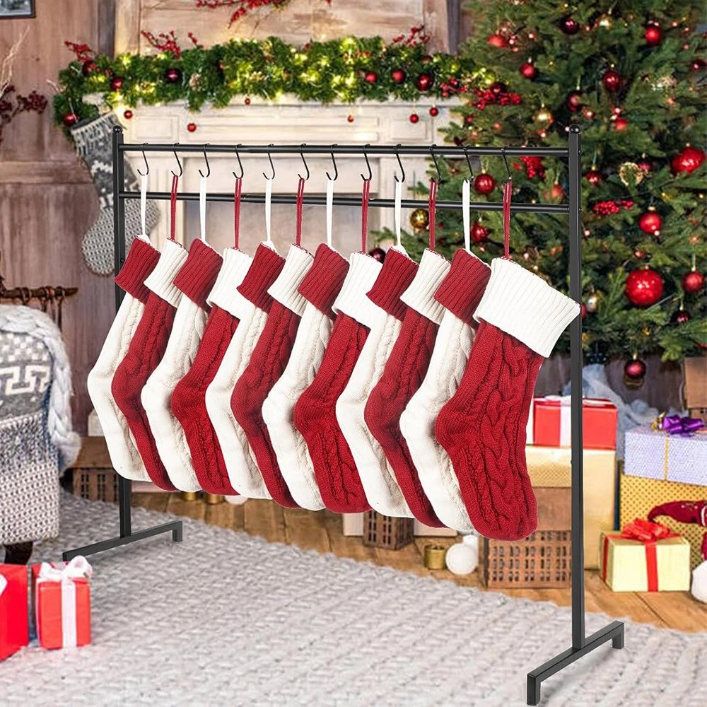 Freestanding Christmas Stocking Stand with 12 Hook Heavy Duty Metal Decor Holder