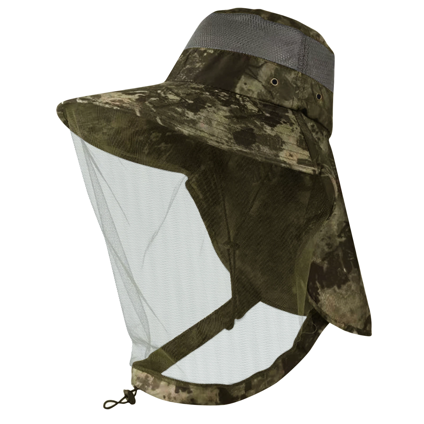 Wide Brim Mosquito Head Net Sun Hat with Neck Flap for Fishing Hiking Men Women