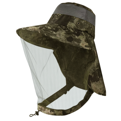 Wide Brim Mosquito Head Net Sun Hat with Neck Flap for Fishing Hiking Men Women